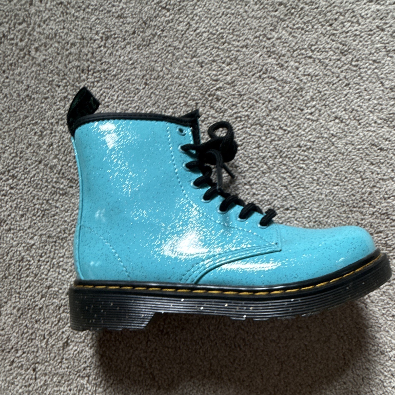 Dr. Martens 1460 Kids Blue Patent Leather Lace-Up Zip Combat Boots US 1 UK 13