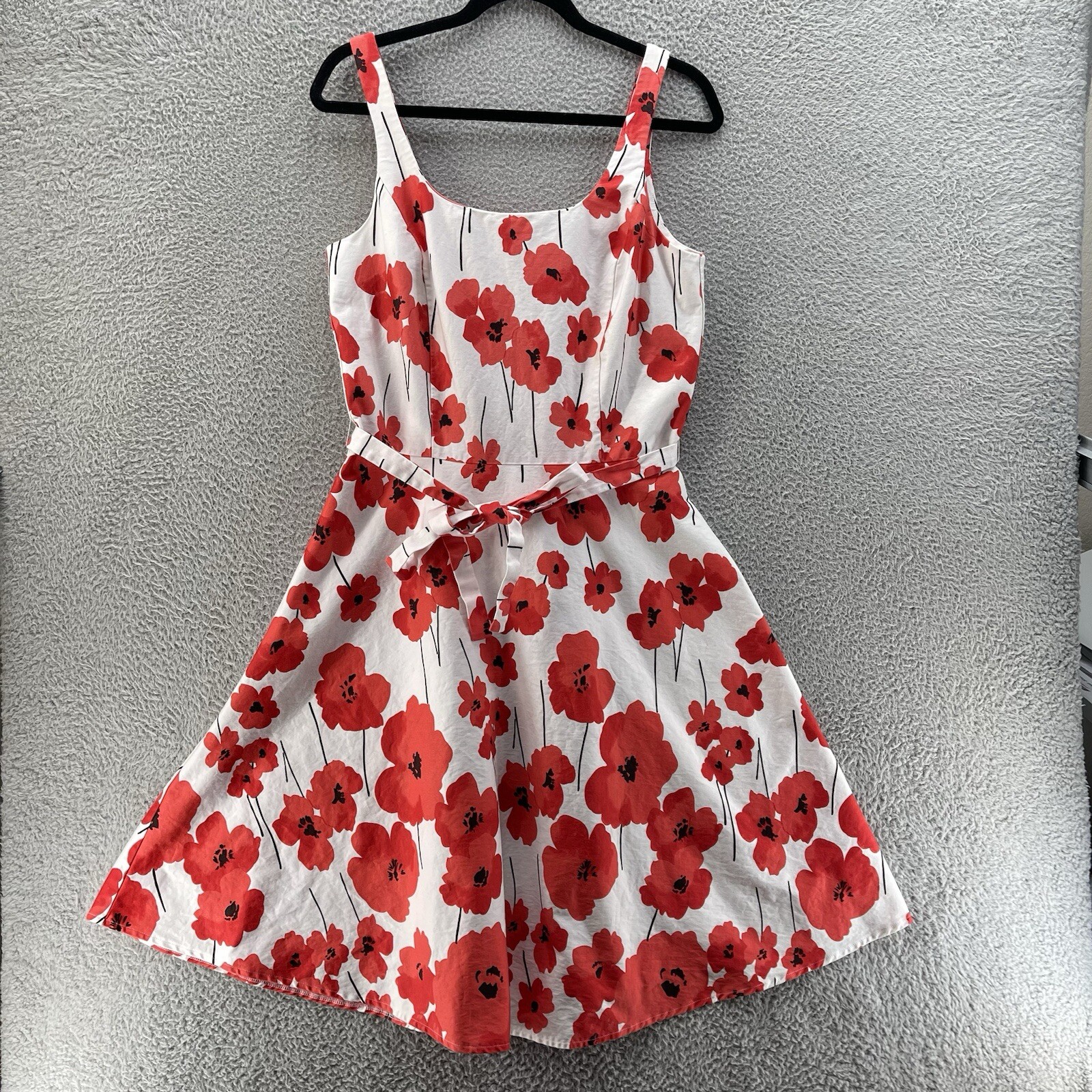 Breakin Loose Dress Women 10 White Floral Red Poppy Pin Up Retro Party Y2K 90s