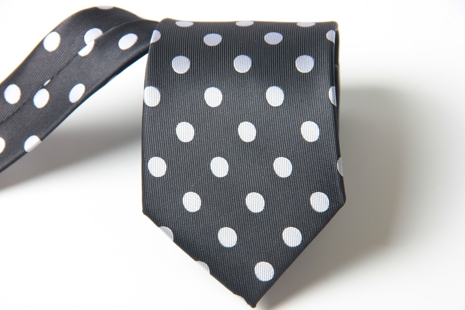 Classic Polka Dot Black White JACQUARD WOVEN 100% Silk Men’s Necktie Tie