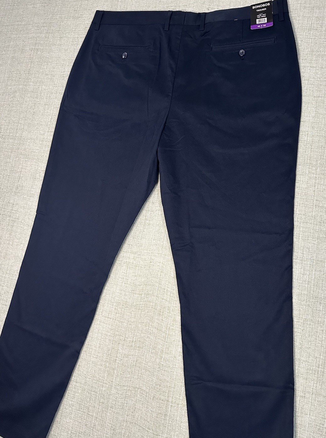 Bonobos Men’s 40×32 Pants Navy Trouser Chinos Slim Fit Flat Front Stretch Slacks