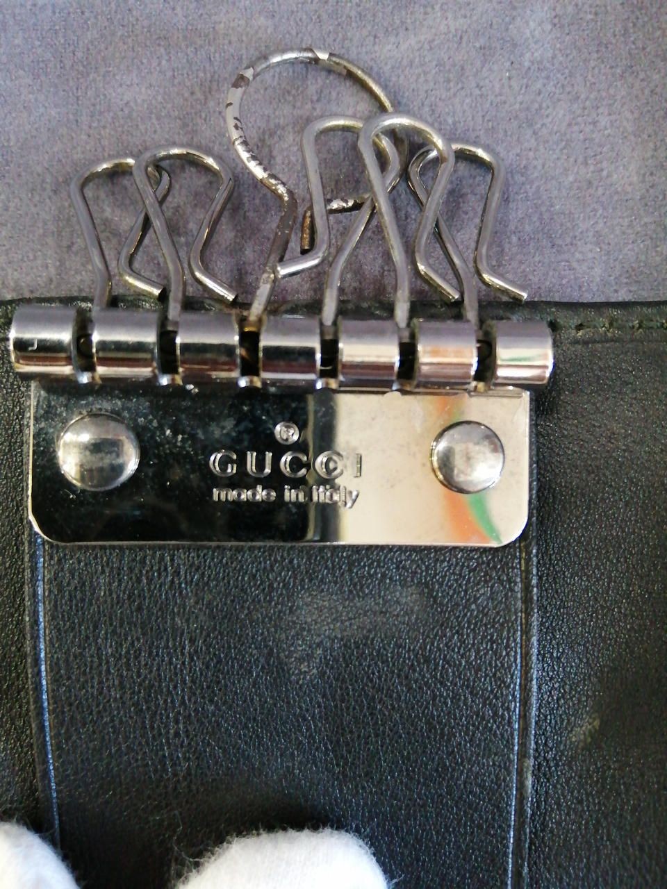 GUCCI 6-Key Case Shima Sherry Line Leather Canvas Used