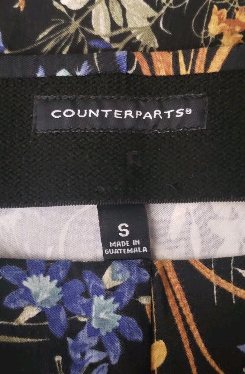 Counterparts Pants Size Small Elastic Waist Ankle Rayon Blend Floral