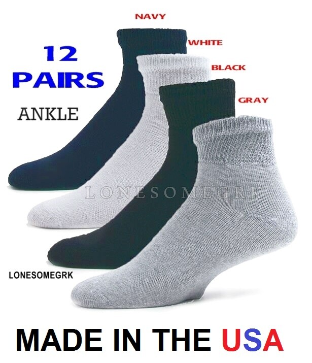 12 Pairs Womens Physicians Choice VENTILATED Cotton Diabetic Ankle Socks US Made