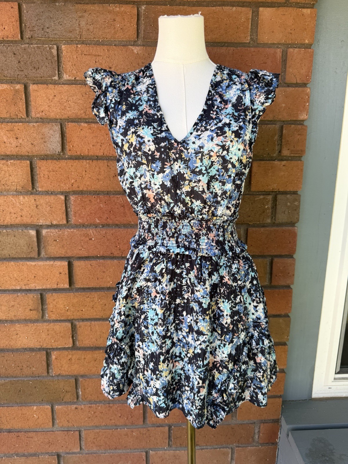 Ramy Brook Jessie Bloom Printed Dress Mini Colorful | Navy Multi | Women Size XS