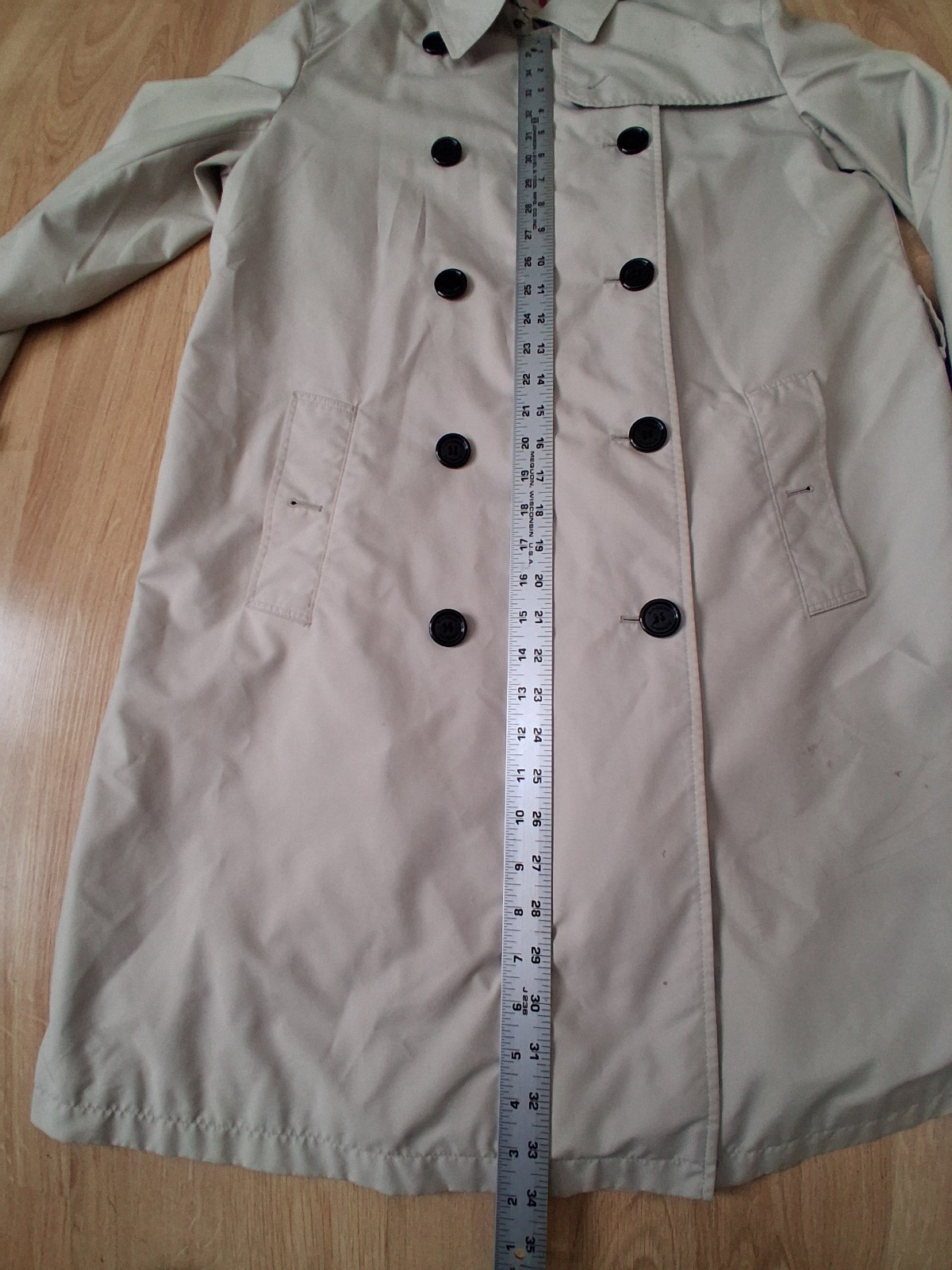 Burberry Brit Beige Double-Breasted Belted Long Trench Coat Pockets UK 6