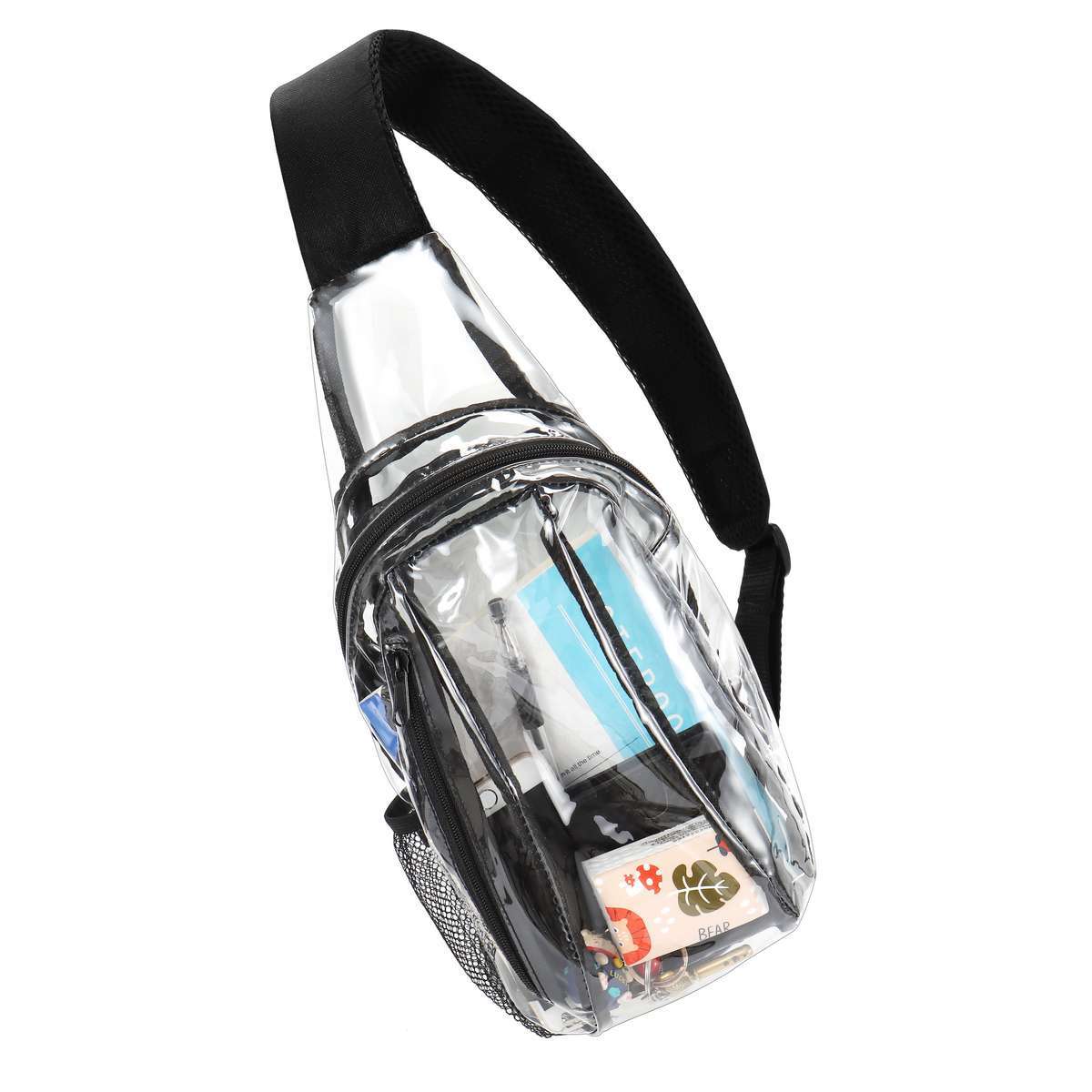 Clear PVC Sling Bag Transparent Stadium Shoulder Crossbody Chest Pack Adjustable