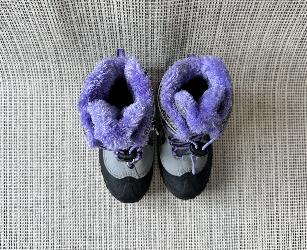 Columbia Bugaboot Girls 2 Gray Purple Snow Boots Faux Fur Waterproof Omni-Heat