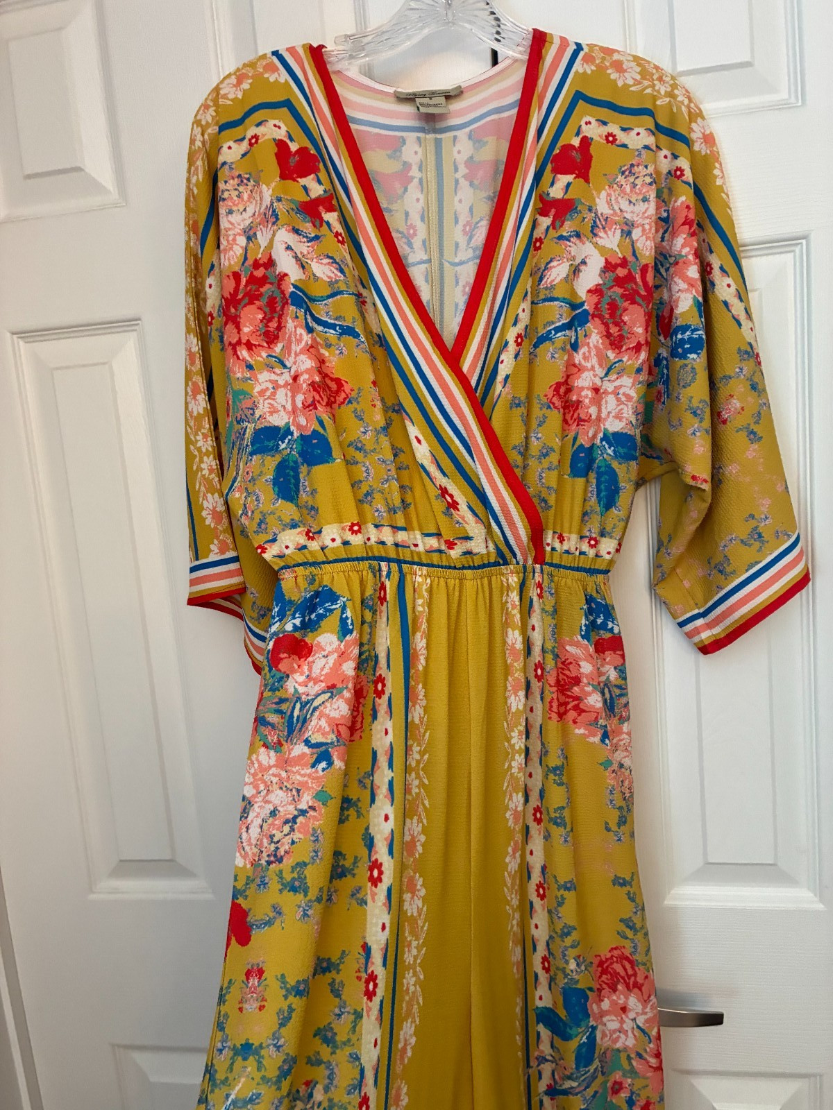 FLYING TOMATO, BATWING/DOLMAN SLEEVE, V-NECK FLORAL, WIDE LEG JUMPSUIT, SMALL
