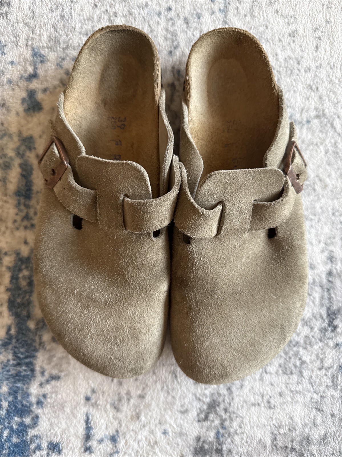 Birkenstock Boston Clogs Womens 39 US 8 8.5 Narrow Light Sage Gray Suede Slip On