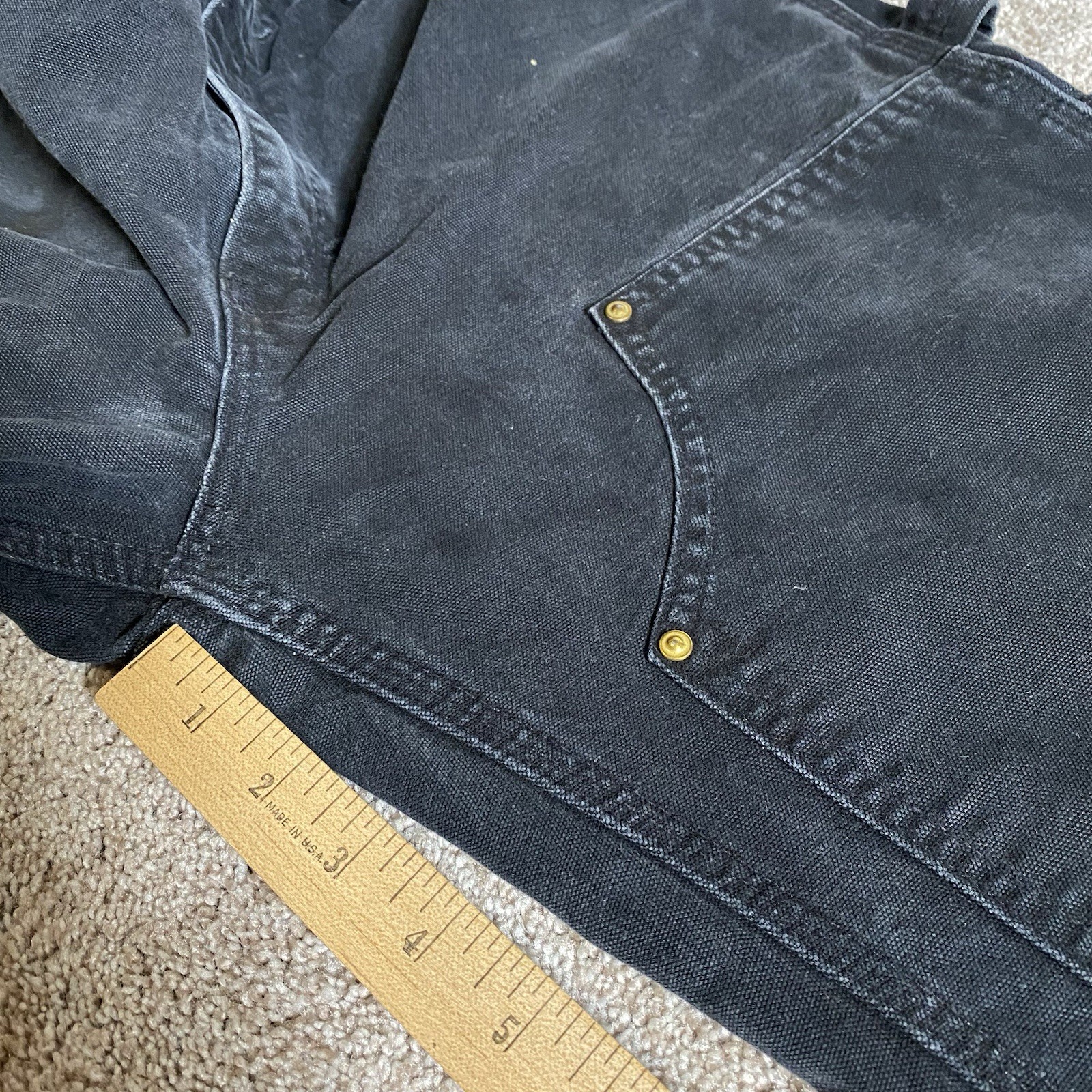 Carhartt B01 Double Knee Black Canvas Original Loose Fit Pants Men’s 30 30 Faded