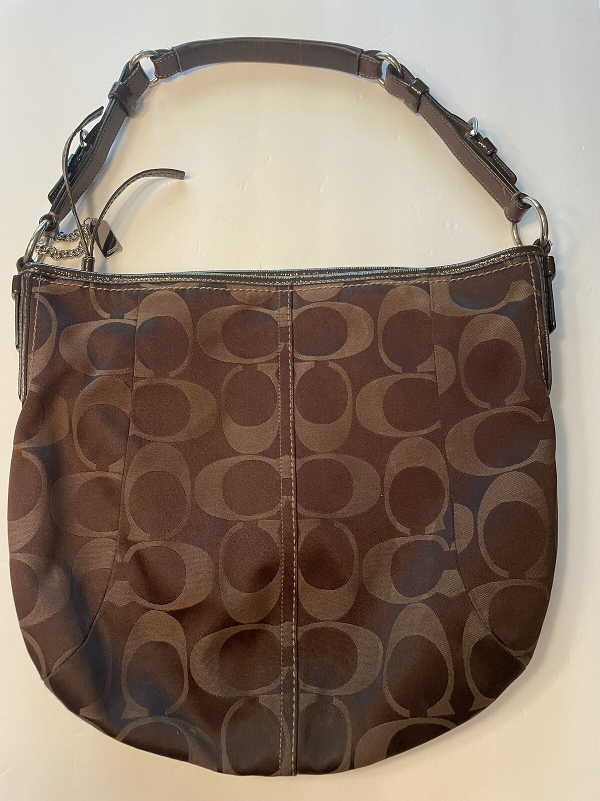 Coach Signature CC Monogram Hobo Bag Brown Y2K Shoulder Handbag Purse EUC VTG