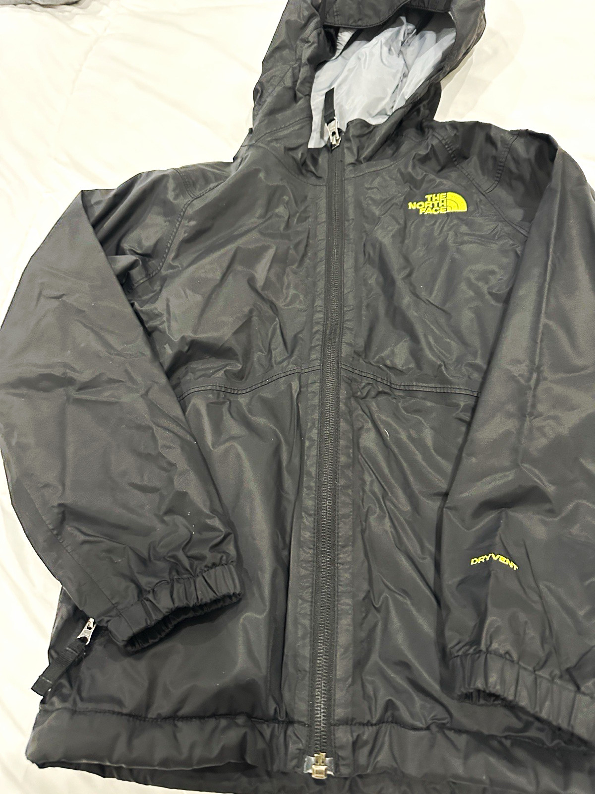 The North Face Kids XS DryVent Hooded Full Zip Jacket Black/Yellow Polyester