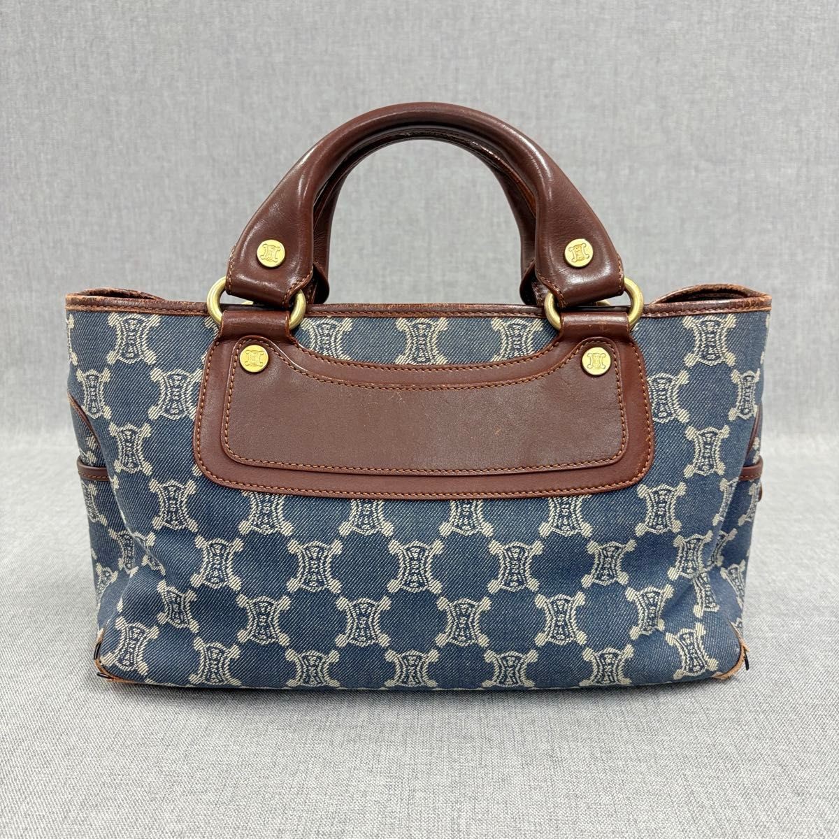 CELINE Boogie Bag Trionf Denim Handbag Canvas Blue Authentic