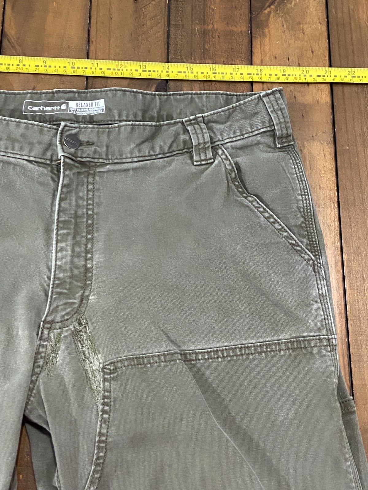 Carhartt 102802 Tarmac Gray Rugged Flex Double Front Pants 38×32 Distressed