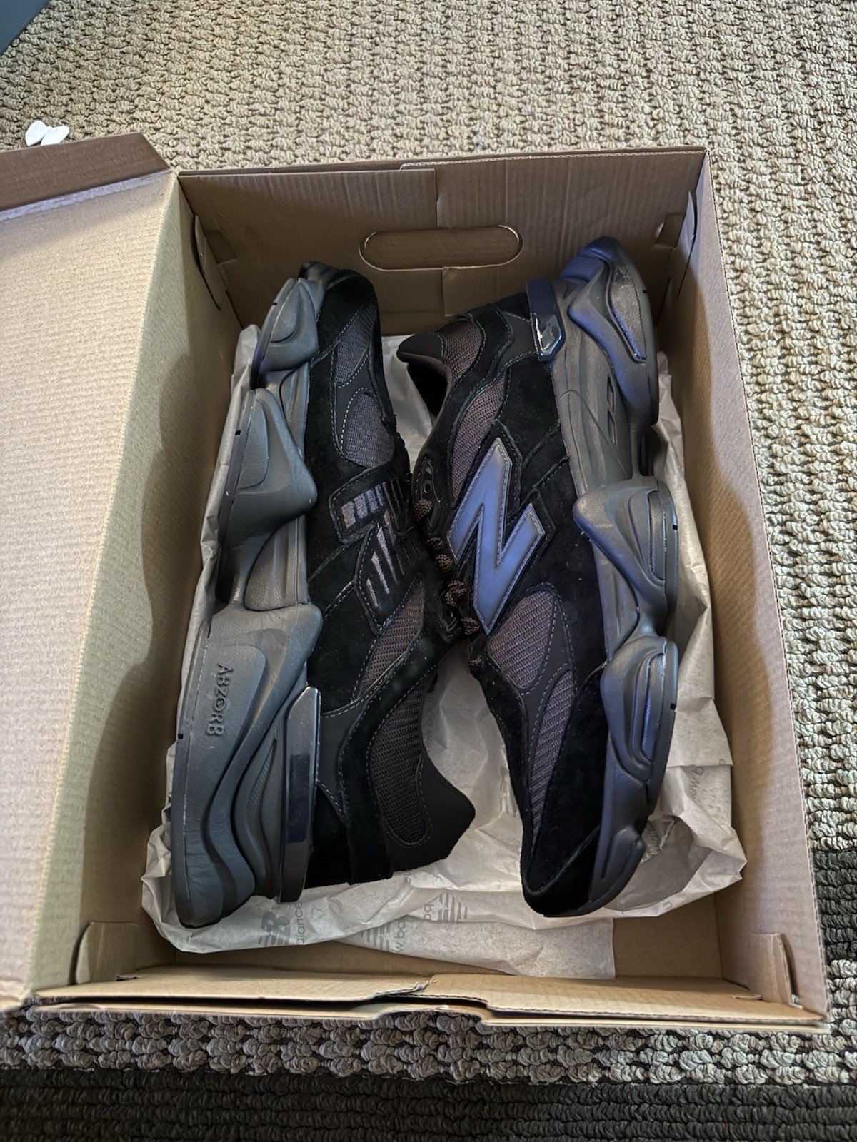 New Balance 9060 Triple Black Cat Size 15 (Fast Ship)