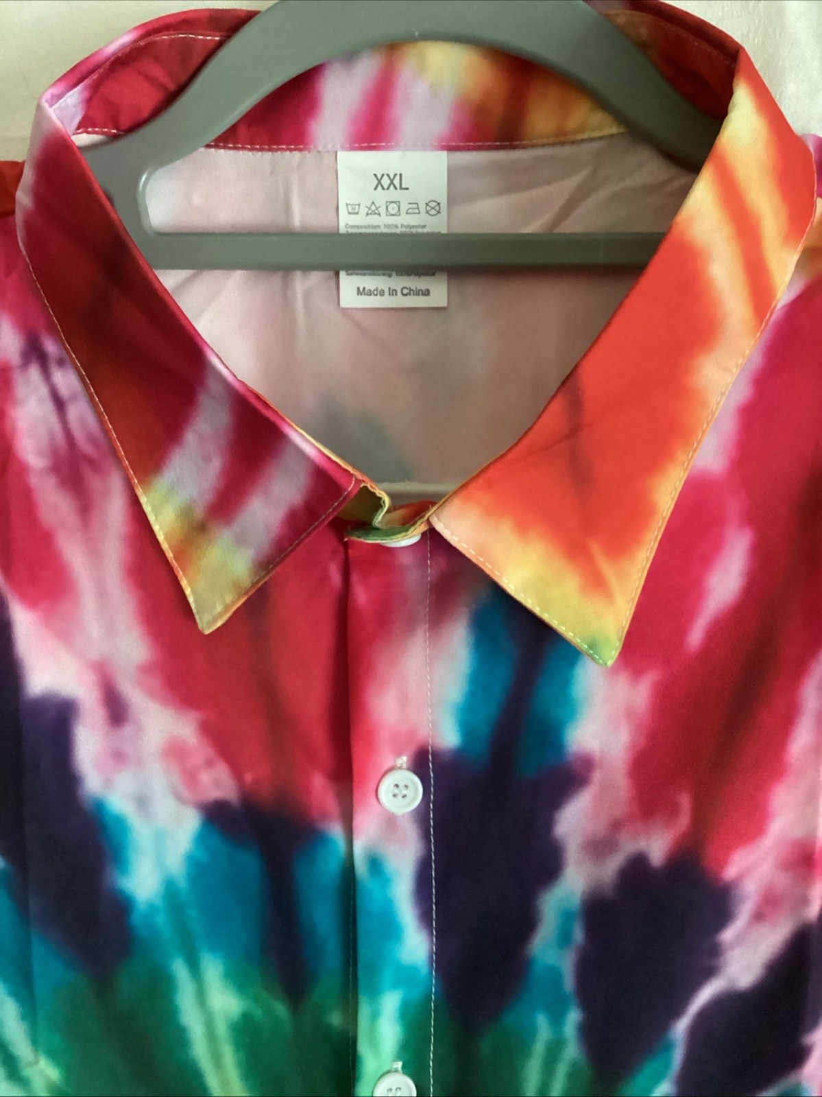 Men’s Retro Psychedelic The Dye Button Up Shirt XXL