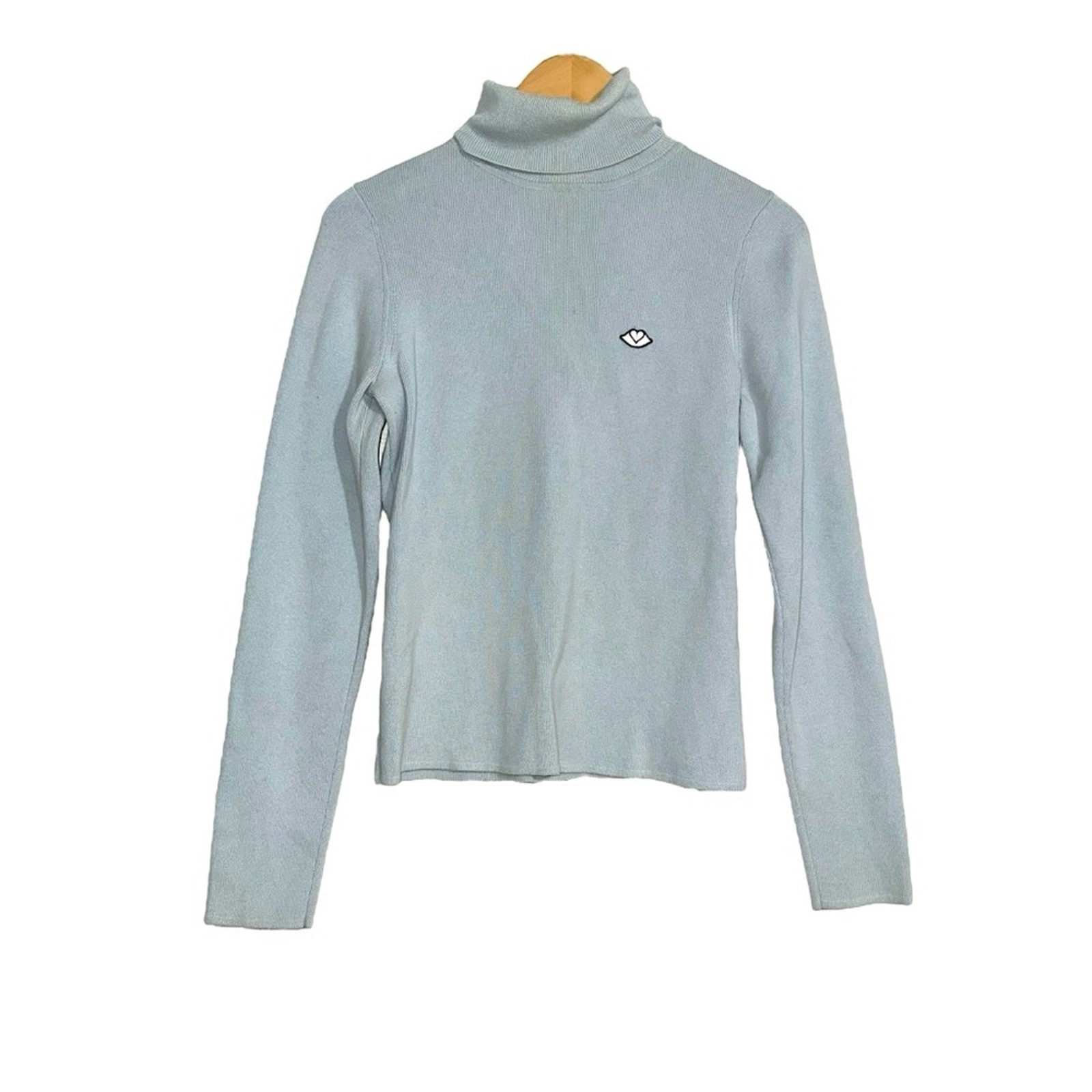 See By Chloe Blue Bisou Knit Long Sleeve Turtleneck Top XL