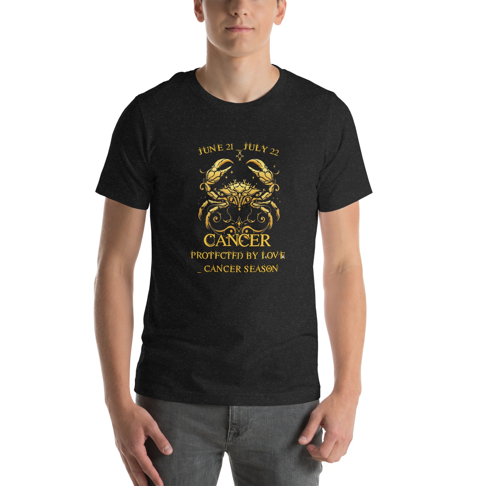 Cancer Zodiac T-Shirt Unisex Protected By Love Astrology Jun 21-Jul 22 Tee