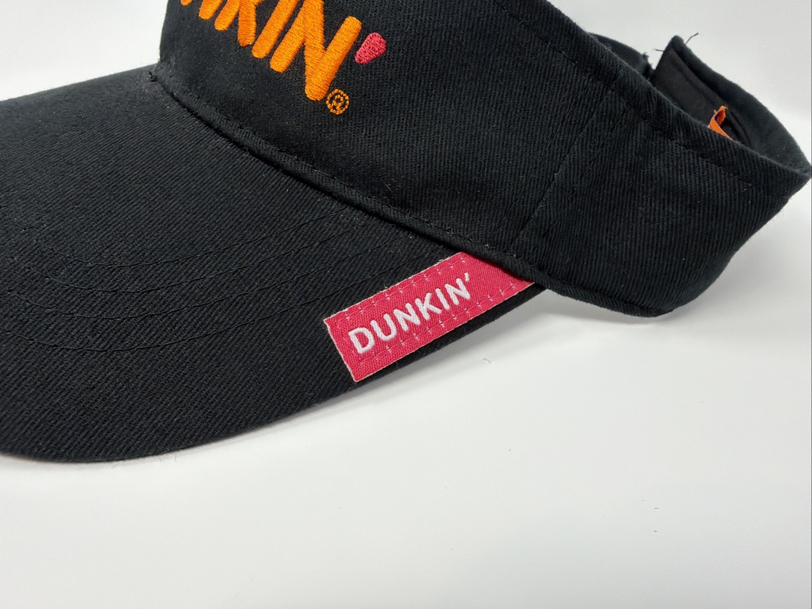 DUNKIN’ Dunkin’ Donuts Employee Uniform Visor Hat OSFA Black Cotton Embroidered