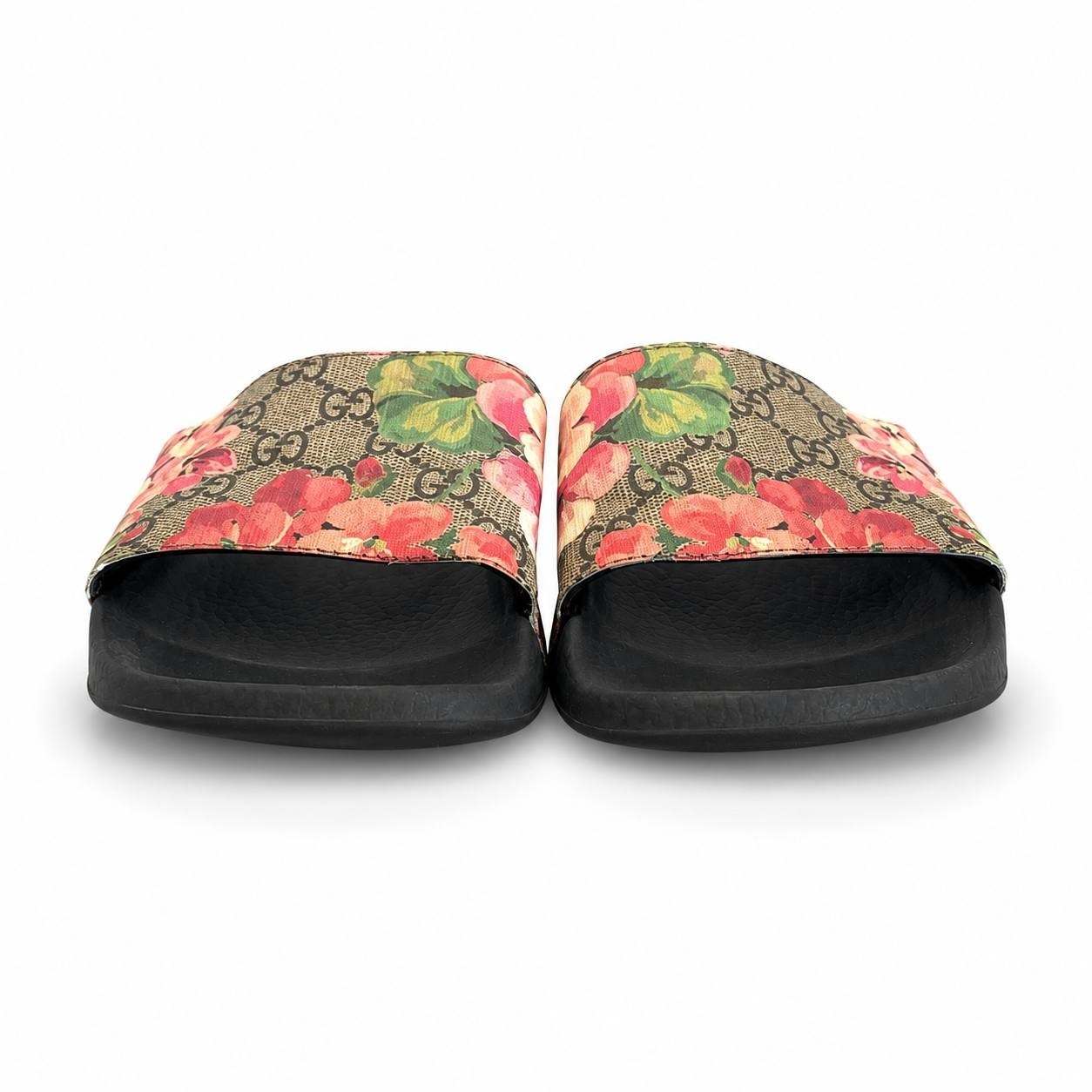 GUCCI GG SUPREME MONOGRAM FLORAL BLOOMS SLIDES LOGO WOMEN’S SIZE EU 40/US 10