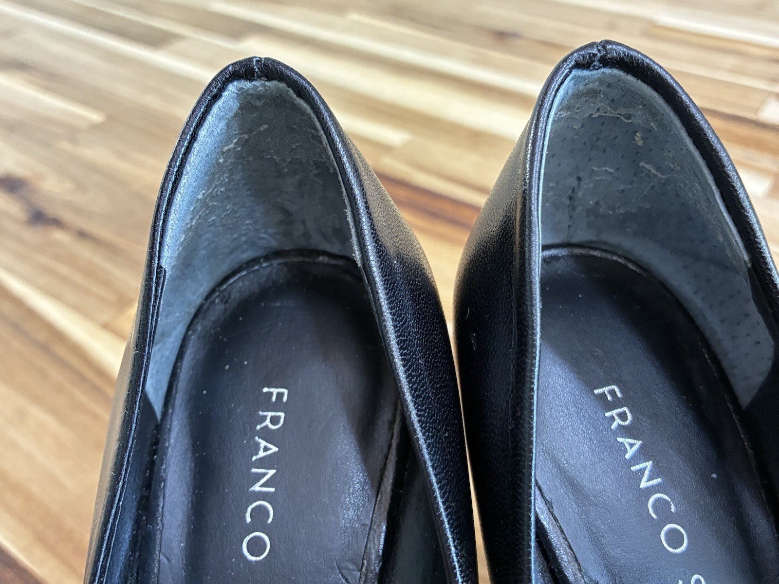 Franco Sarto Womens Black Leather Pumps Size 6M Classic Career Office Heels