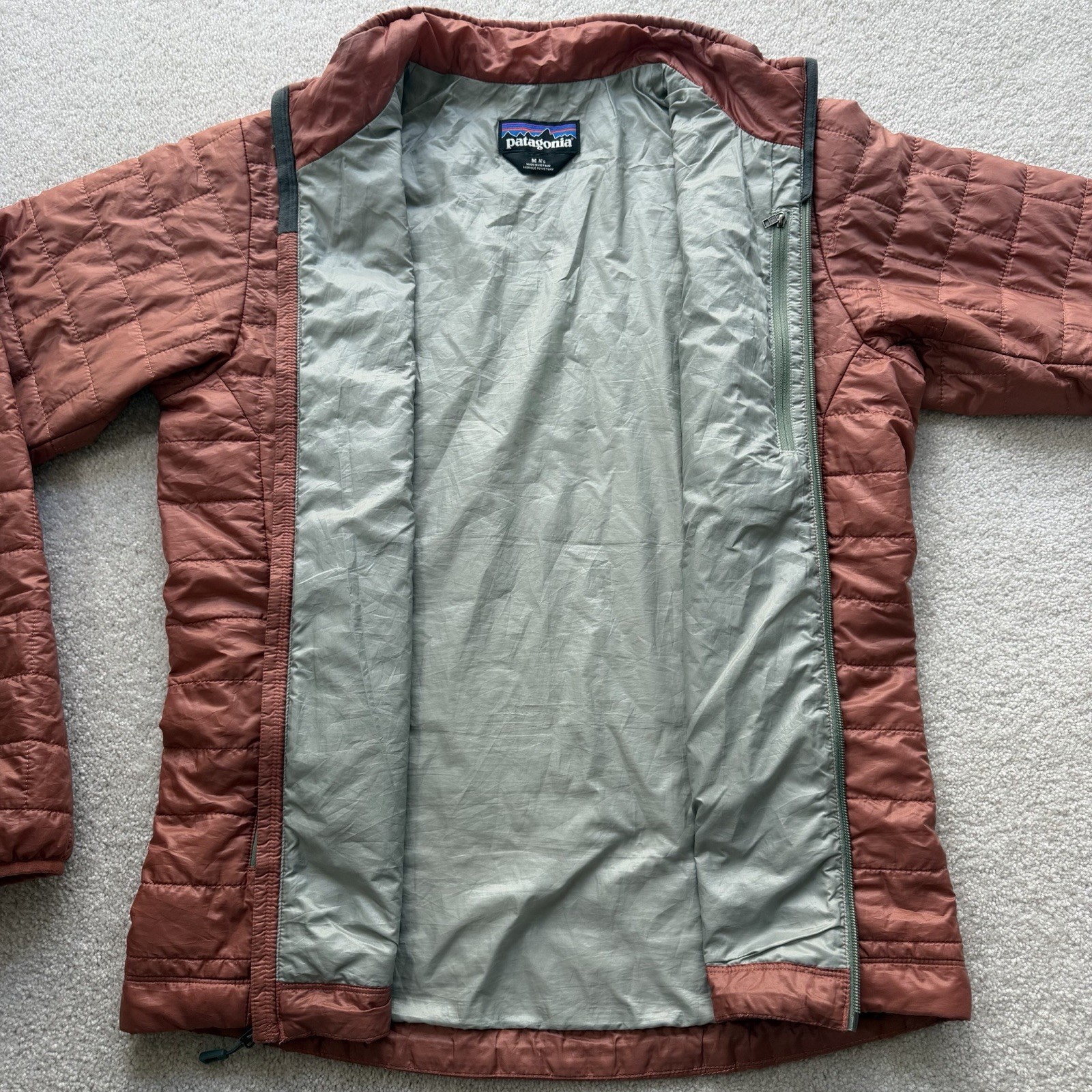 Patagonia Nano Puff Jacket Men’s Quilted Medium Burl Red Full Zip Outdoor 84212