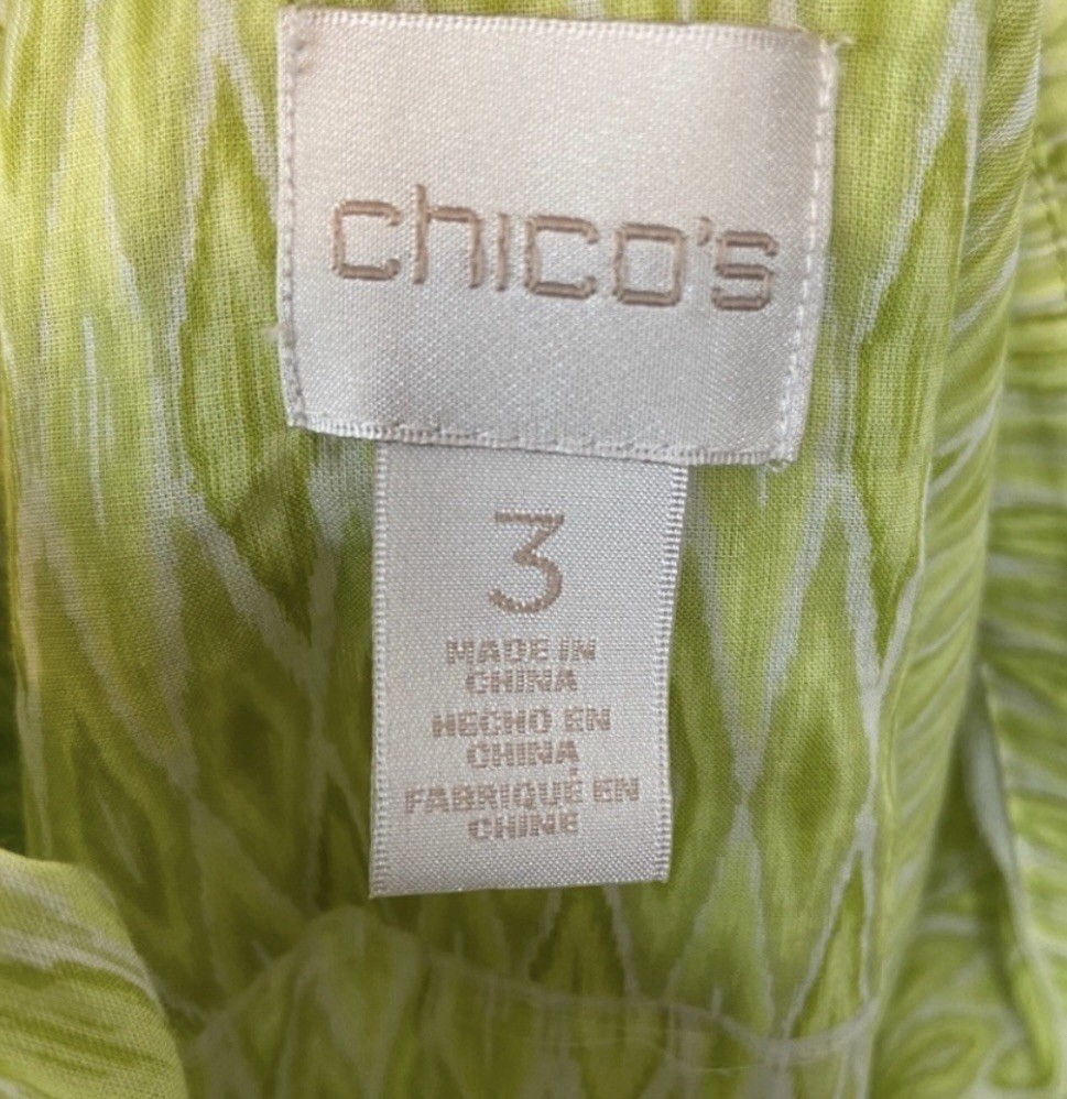 Chico’s Patricia Top – Ikat Print Button Down Shirt XL / 16