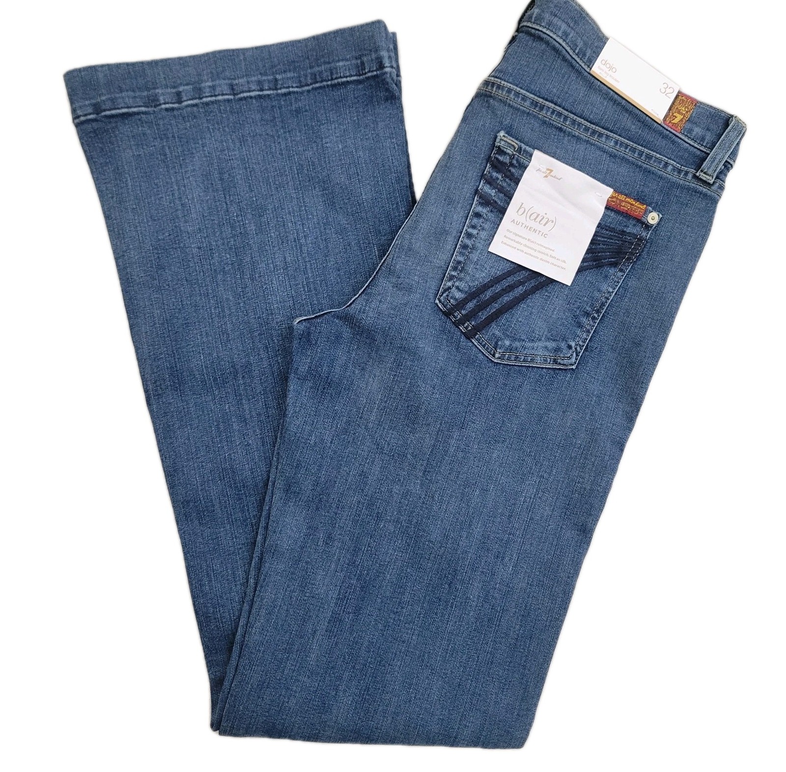 7 For All Mankind Tailorless Dojo Wide Leg Flare Trouser Blue Jeans Size 32×34