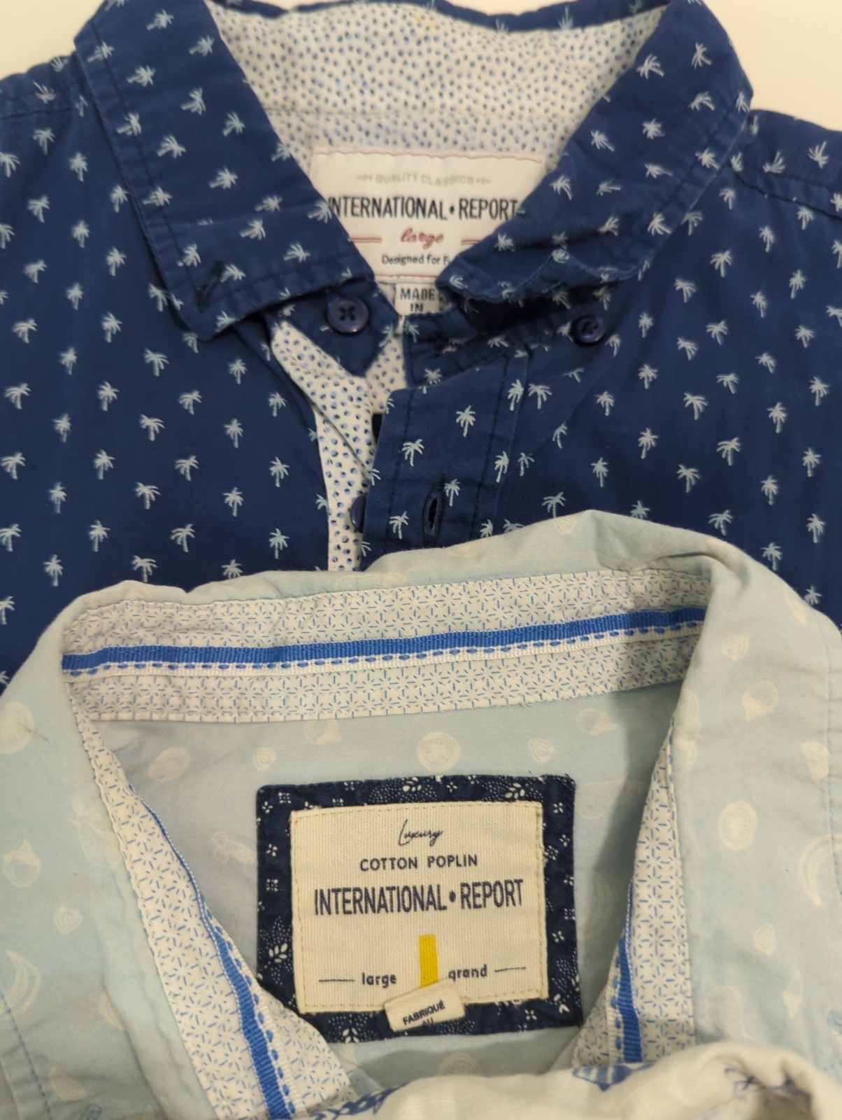 International Report Button Down Shirts Fish, Fruit, And Trees Pattern L