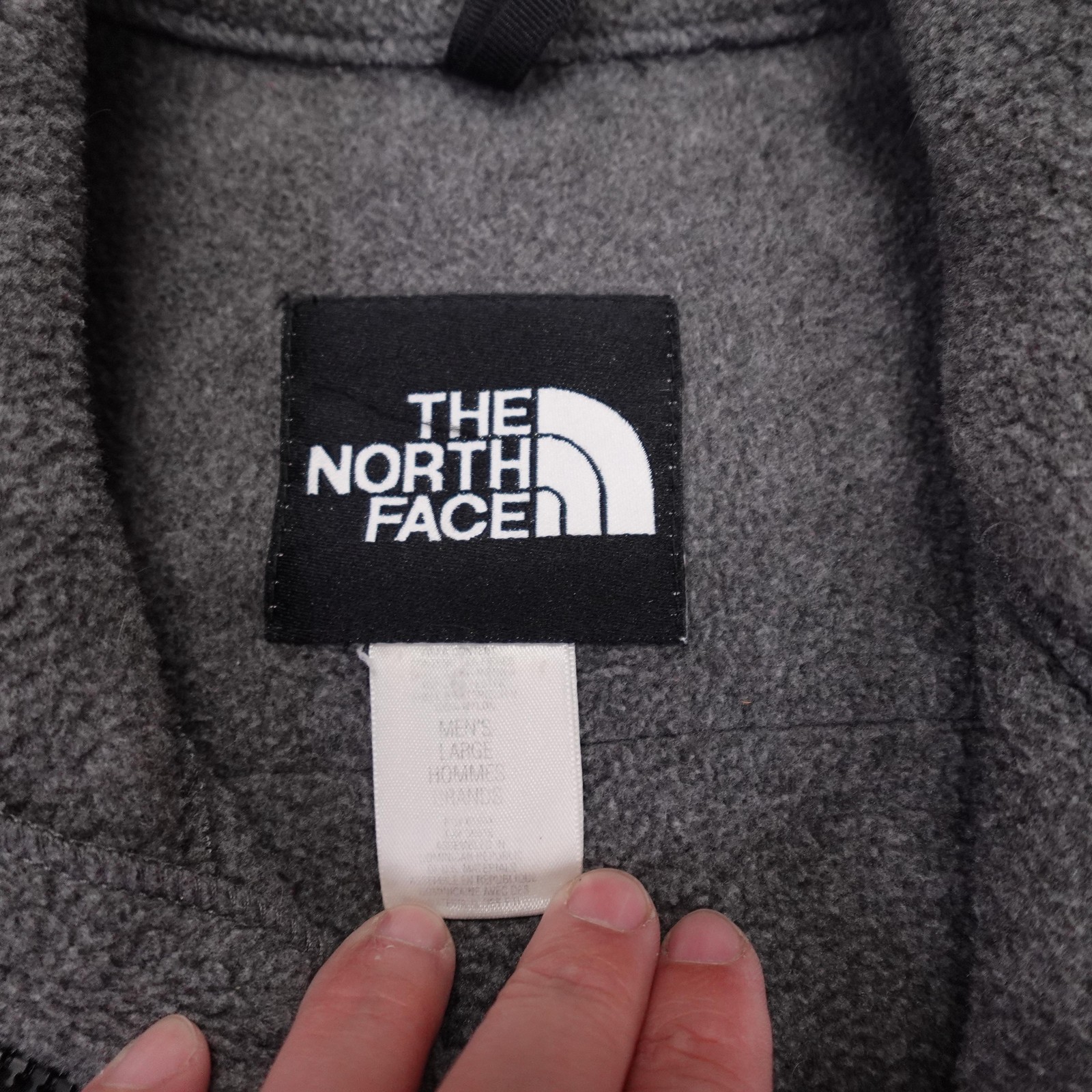 The North Face Jacket Mens Large Gray Black Denali Fleece Full Zip Pockets
