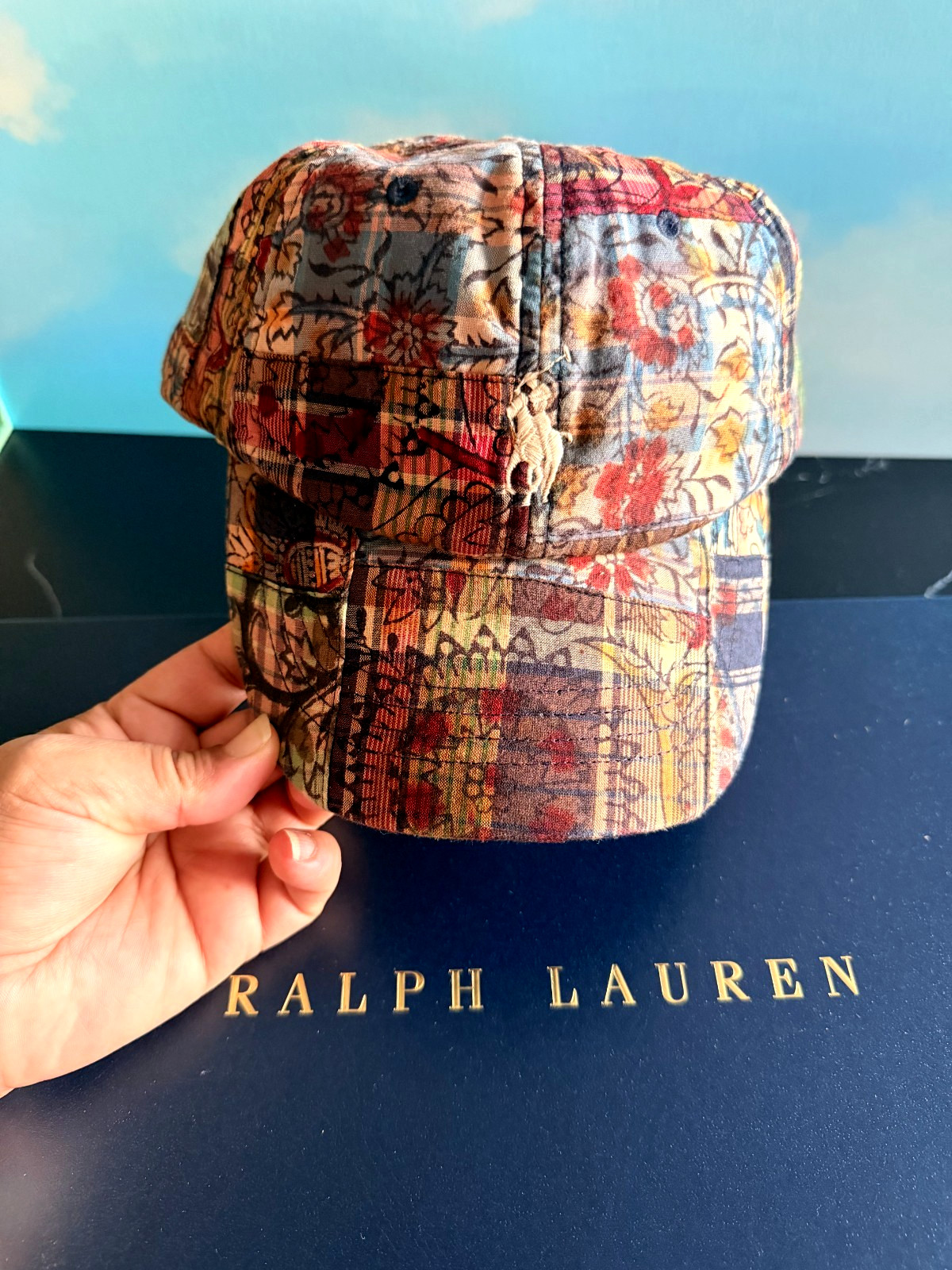 Polo Ralph Lauren Pony Logo Patchwork Madras Ball Cap Adjustable Strap NEW