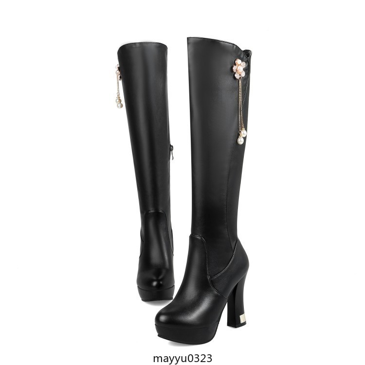 Womens Platform Zip Knee High Boots High Block Heel Winter Shoes Clubwear New