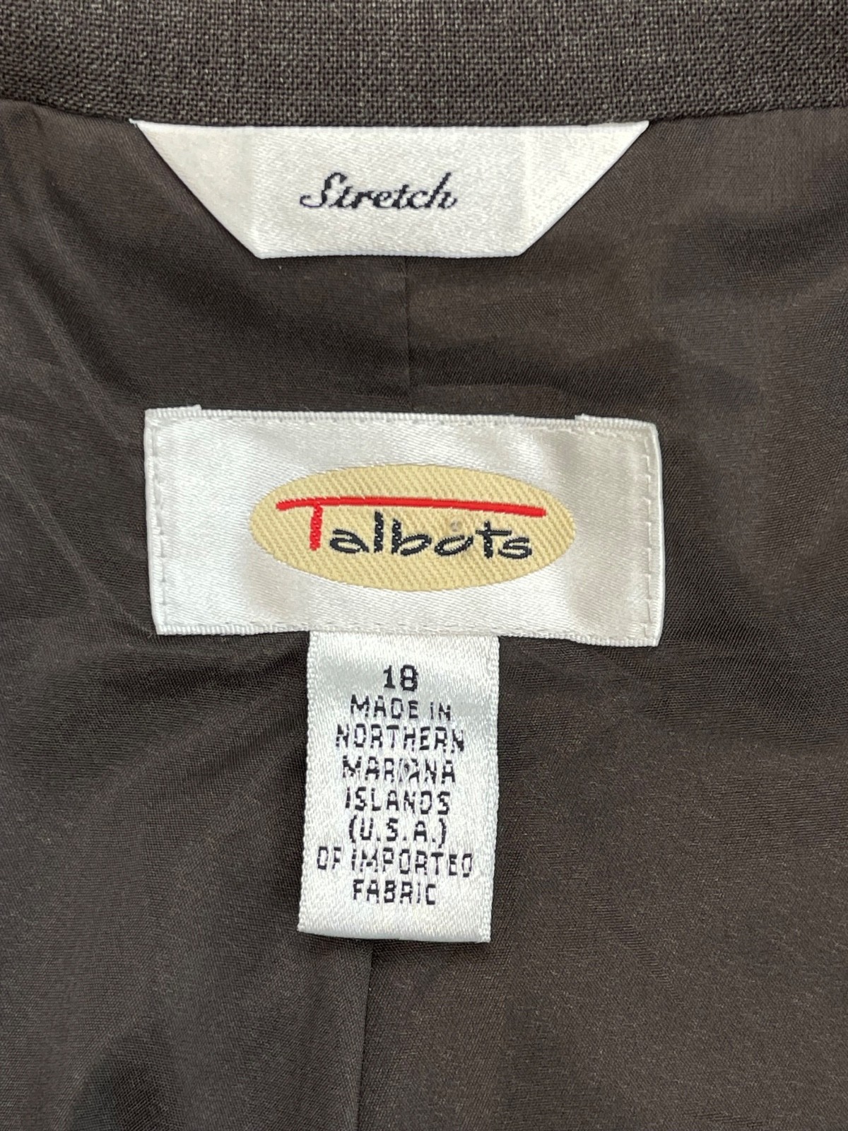 Talbots Blazer Womens 18 Brown Wool Blend Stretch 2-Button Single Breast Lined