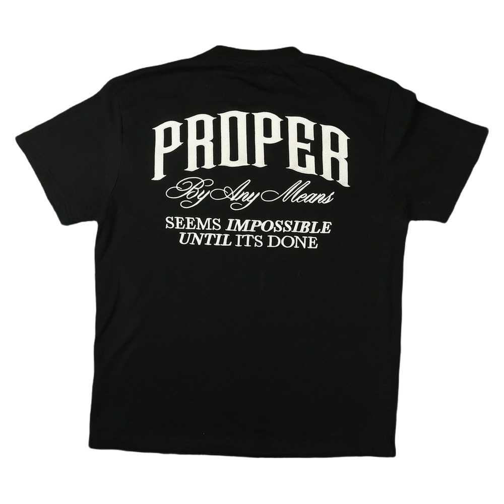 Proper Shirt Mens SMALL Black Graphic Print Script Skate Streetwear Tee Size S