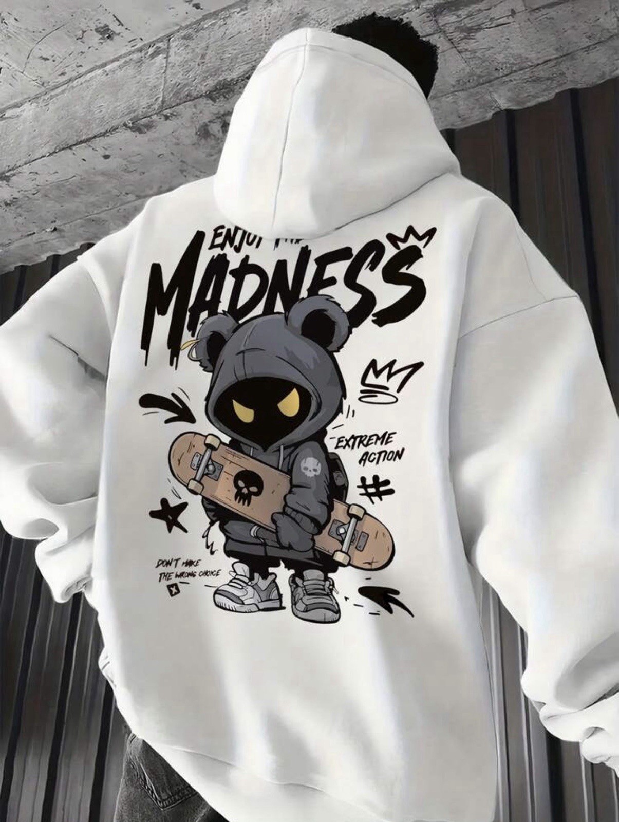 Graphic Hoodie Cartoon Print Drawstring Casual Streetwear Pullover Sweatshirt