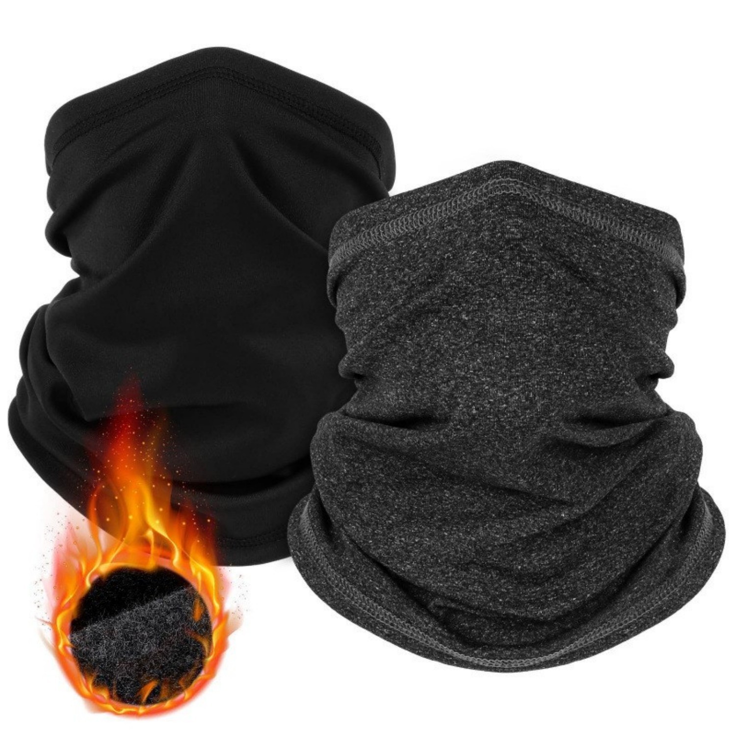 2 Pack Winter Fleece Warmer Windproof Face Mask Scarf Soft Neck Gaiter Bandana