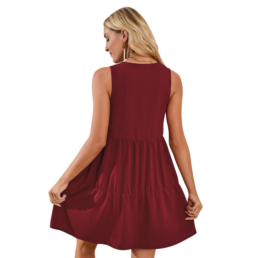 Women’s Summer Sleeveless Dress Casual Loose Flowy Swing Shift Dress Tank Top