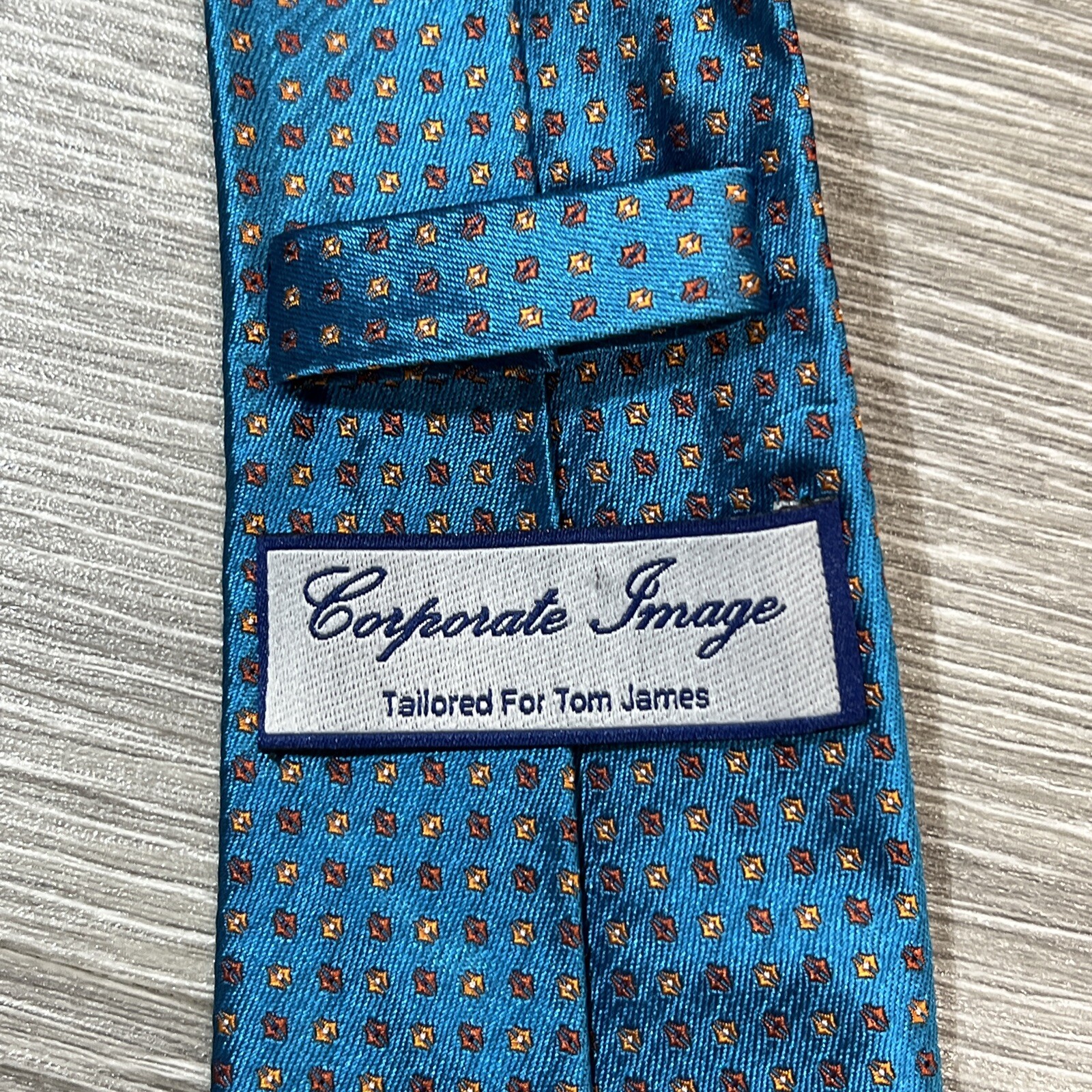 Tom James Corporate Image Tie Mens Hand Made Modern 3” Teal Blue Silk Necktie