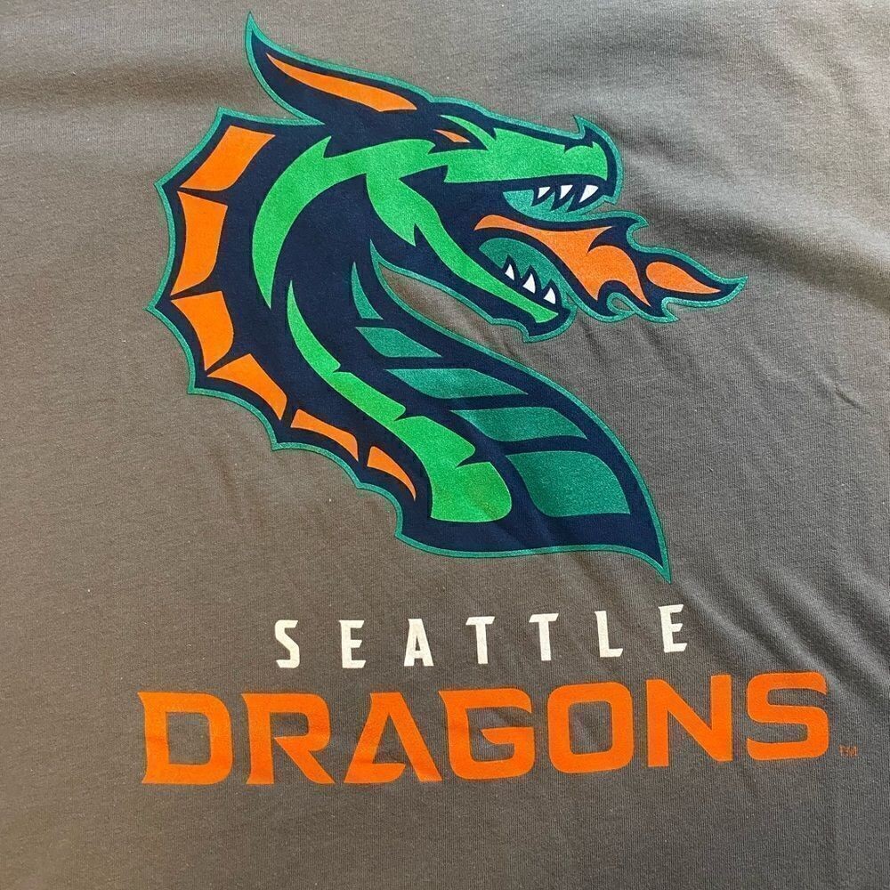 NWT- Unisex Seattle Dragons XFL Football Gray Short Sleeve – Size XLarge