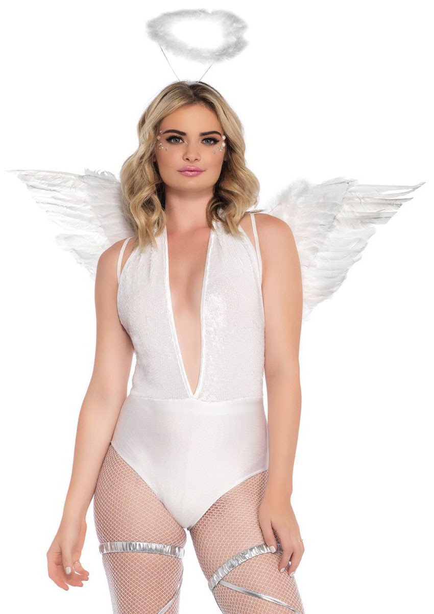 Leg Avenue 2 Pc Angel Accessory Kit White Halo Wings Costume Cosplay Set
