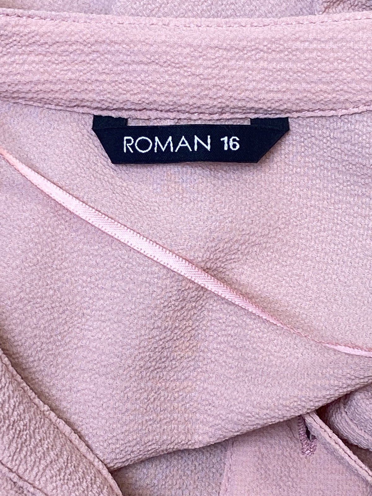 Roman Originals Light Pink Long Tunic Top Notch Neckline & Decorative Button 16