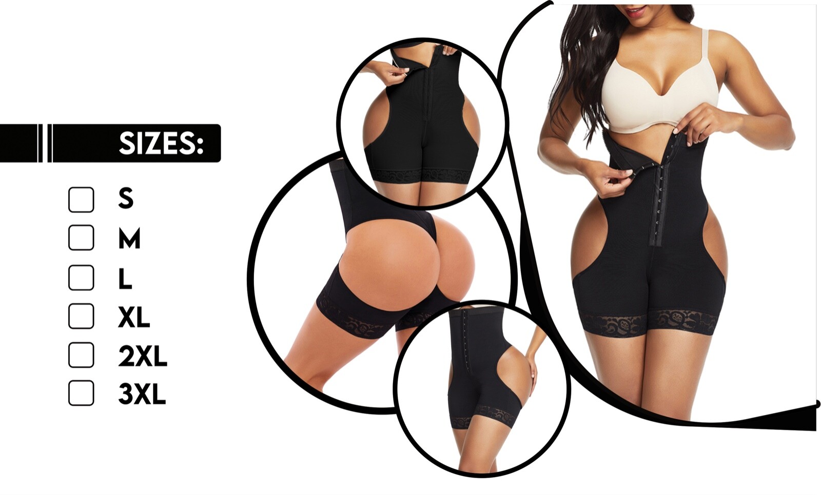Womens High Waist Butt Lifting Shapewear with Tummy Control