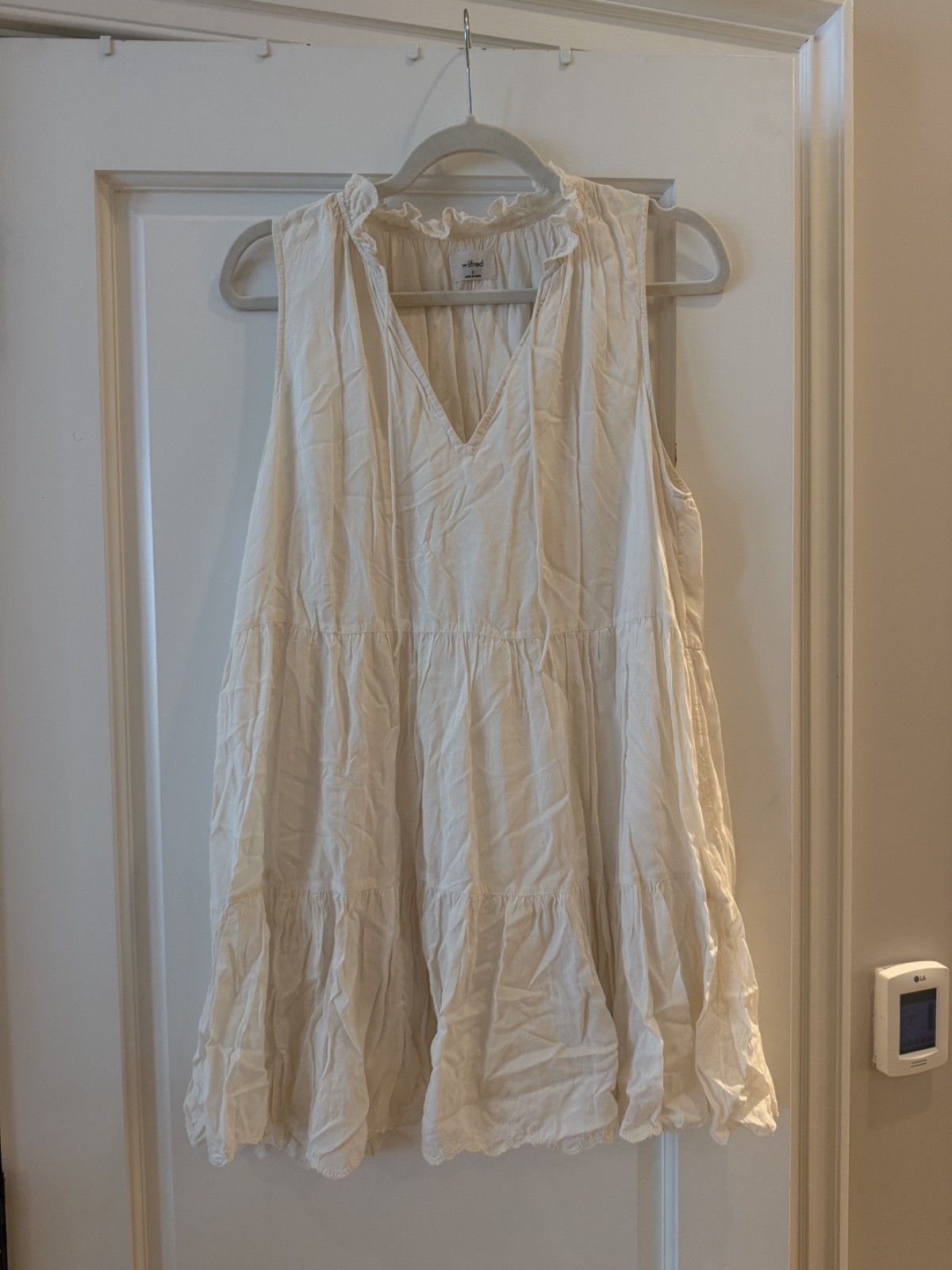 Aritzia Wilfred Daiquiri Dress Women’s S White Tiered Mini Flounce