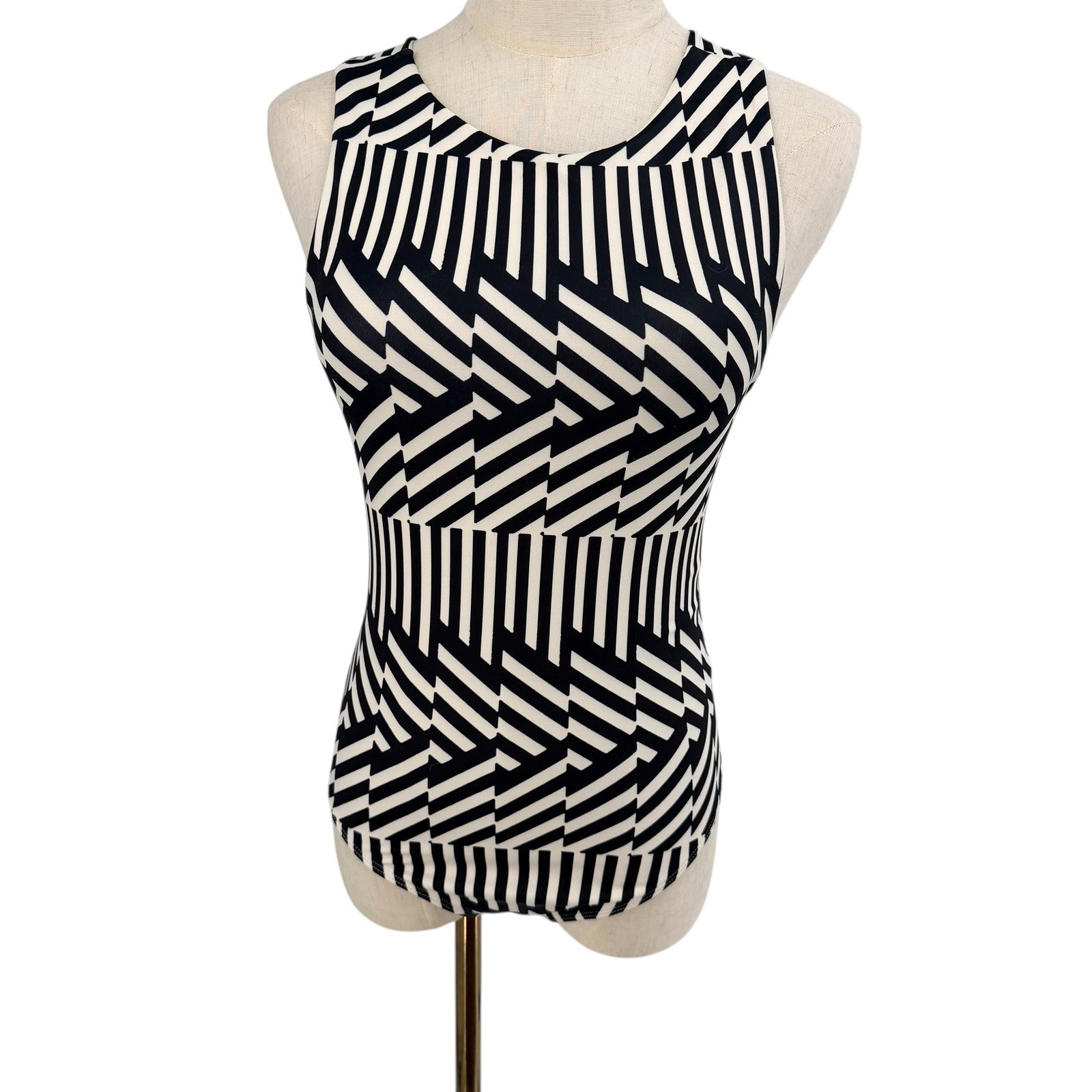 Small Geometric Minimalist Monochrome Festival Striped Crisscross Back Bodysuit