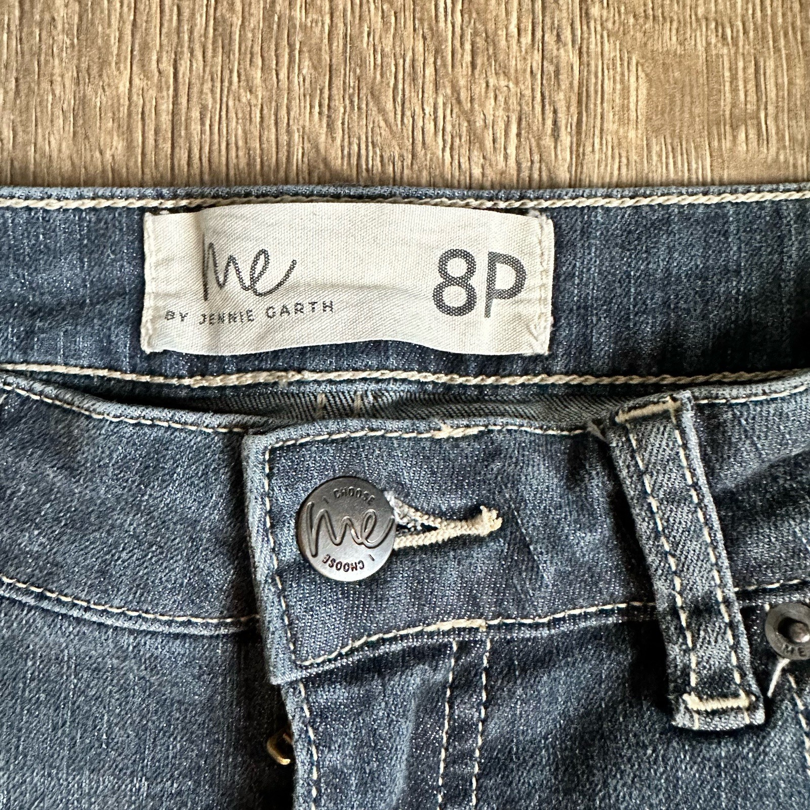 Me Camille Wide-Leg Dark Wash Blue Denim Jeans Women’s Petite 8P Pockets