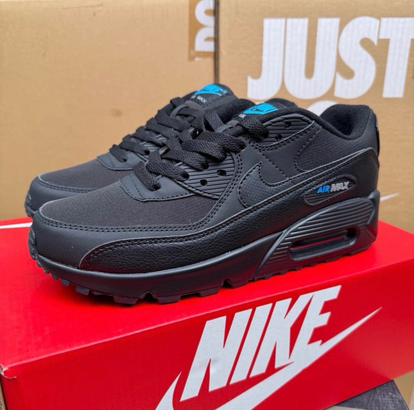 Men’s Nike Air Max 90 ” Black Blue ” Basketball Sports Shoes US Size 7-12