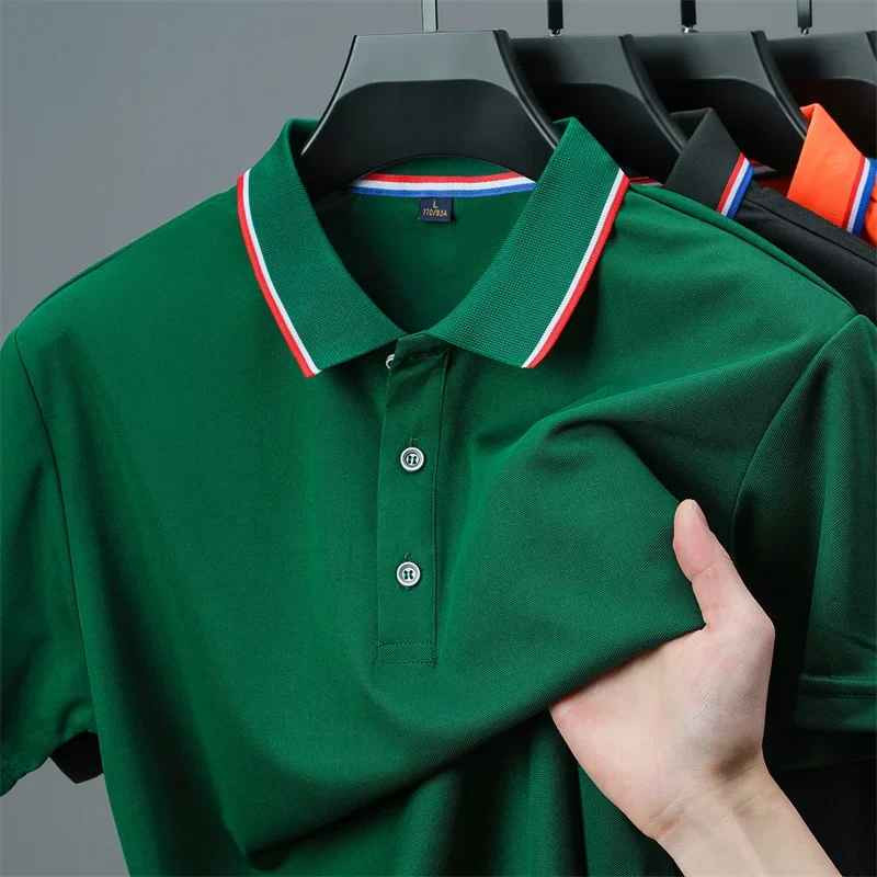 Men’s Solid Polo Shirt Breathable Summer Beach Business Casual Tee Tshirt Gift