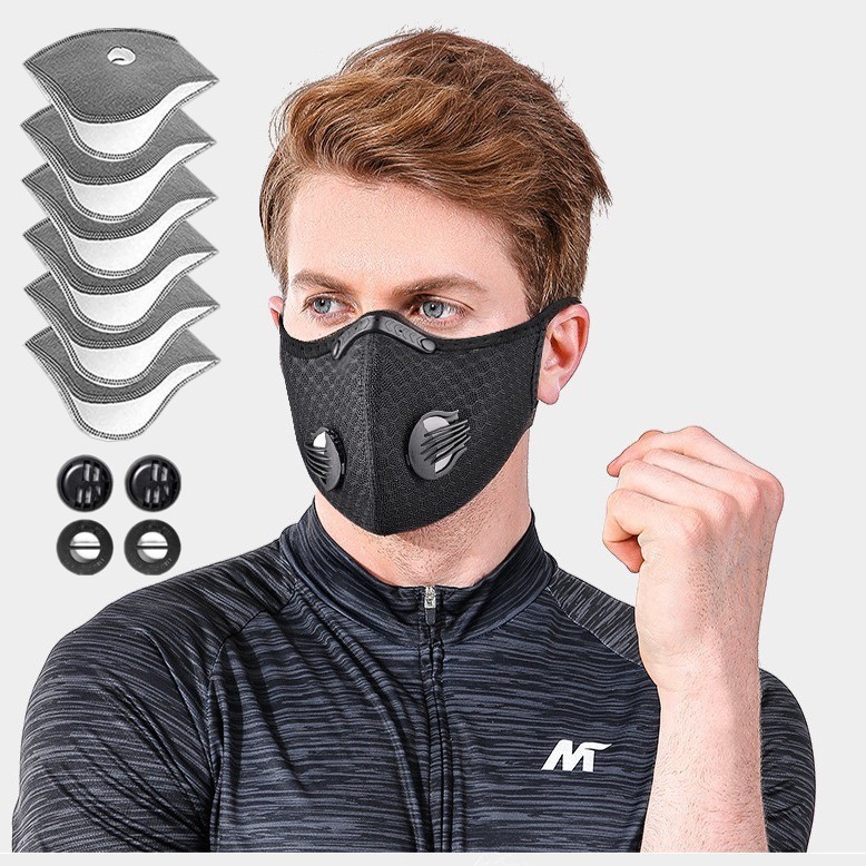 Face Mask with Active Carbon Filter Breathing Valves Reusable Cycling Sport Mesh