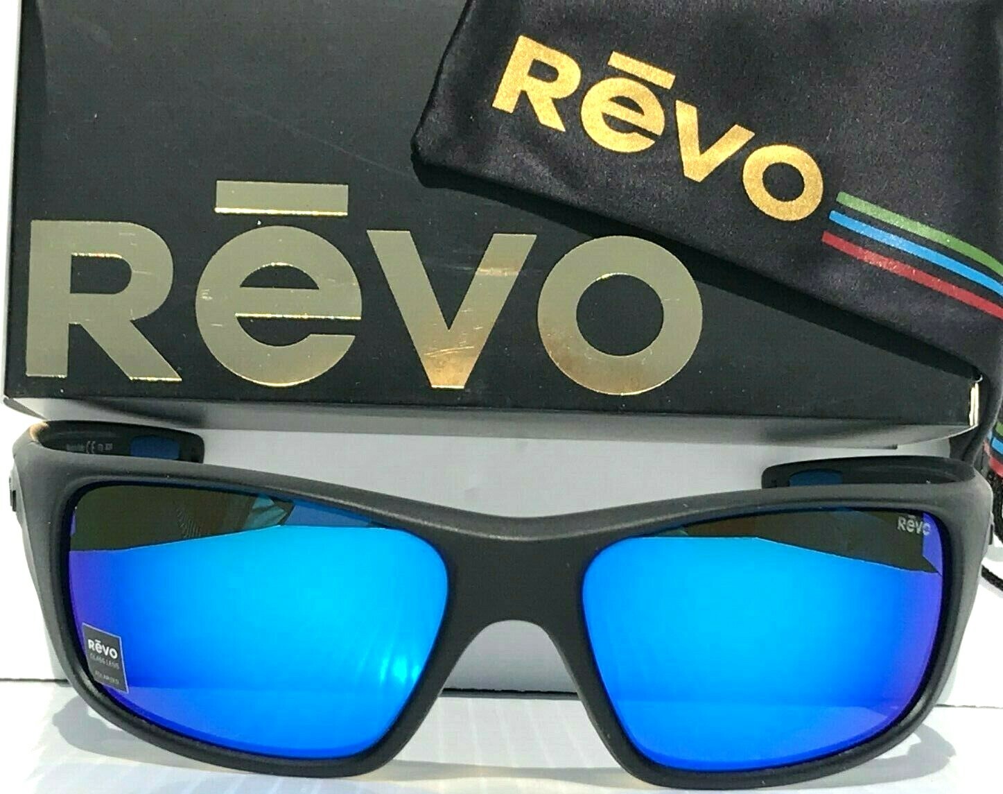 NEW Revo JASPER Black Matte POLARIZED Blue Crystal Glass Sunglasses 1111 01 H2O