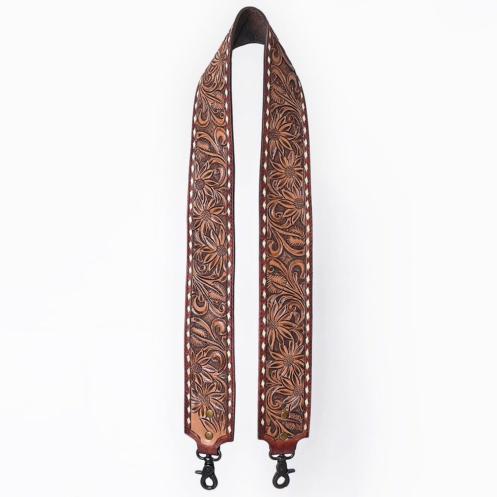 AD 48 In American Darling Gorgeous Floral Hand Carved Genuine Leather Bag Strap
